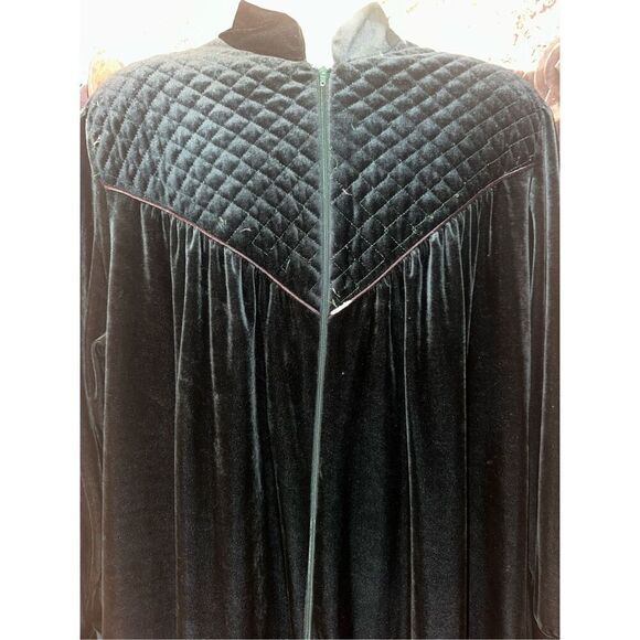 VTG Amanda Stewart Intimates Dark Green Velour Pullover 1/2 Zip Robe Women's 1XL - Picture 3 of 8